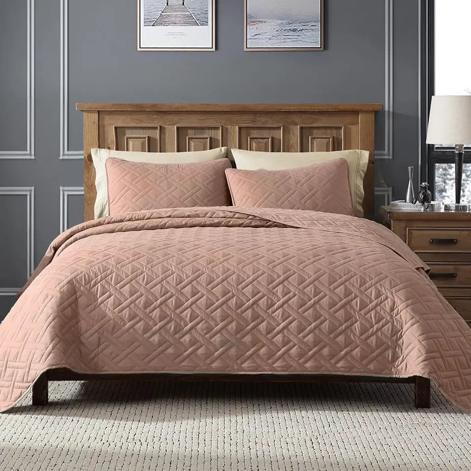 ClevaHome King Size Quilt Set, 3 Piece Lightweight Bedspreads, Royal Blue