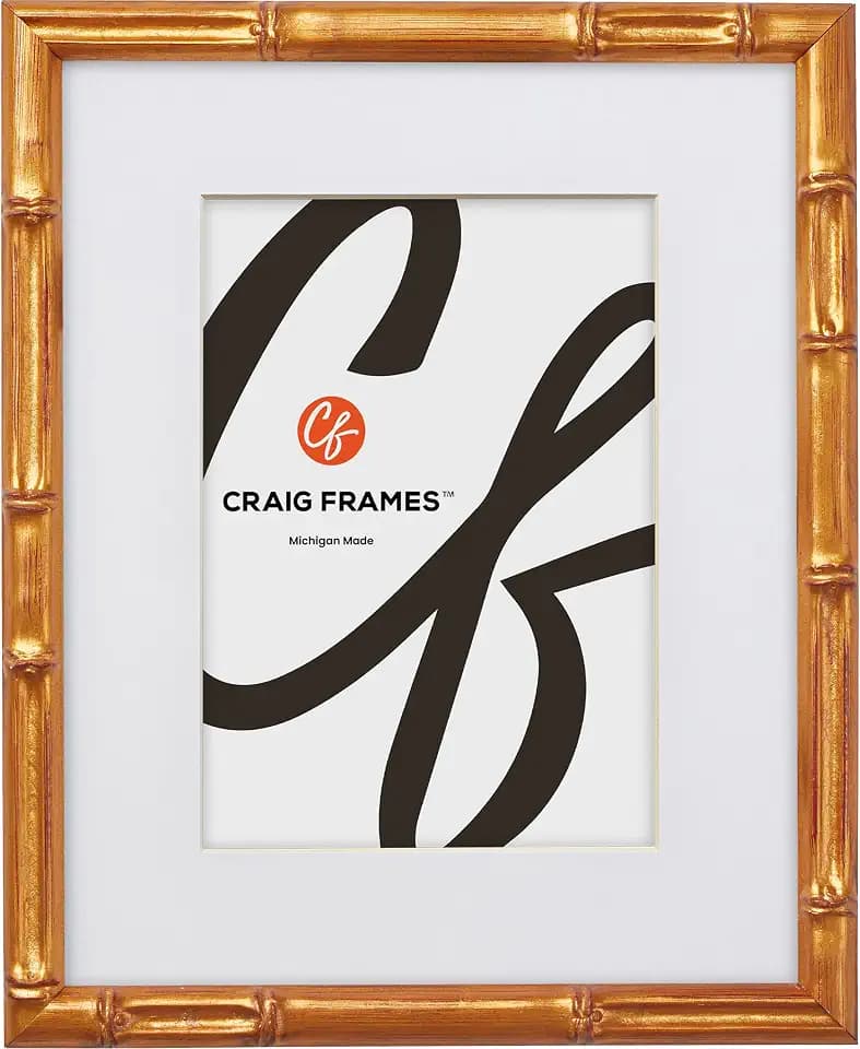 Craig Frames 18x24 Gold Picture Frame Matted to 12x18, Wood Wall Decor