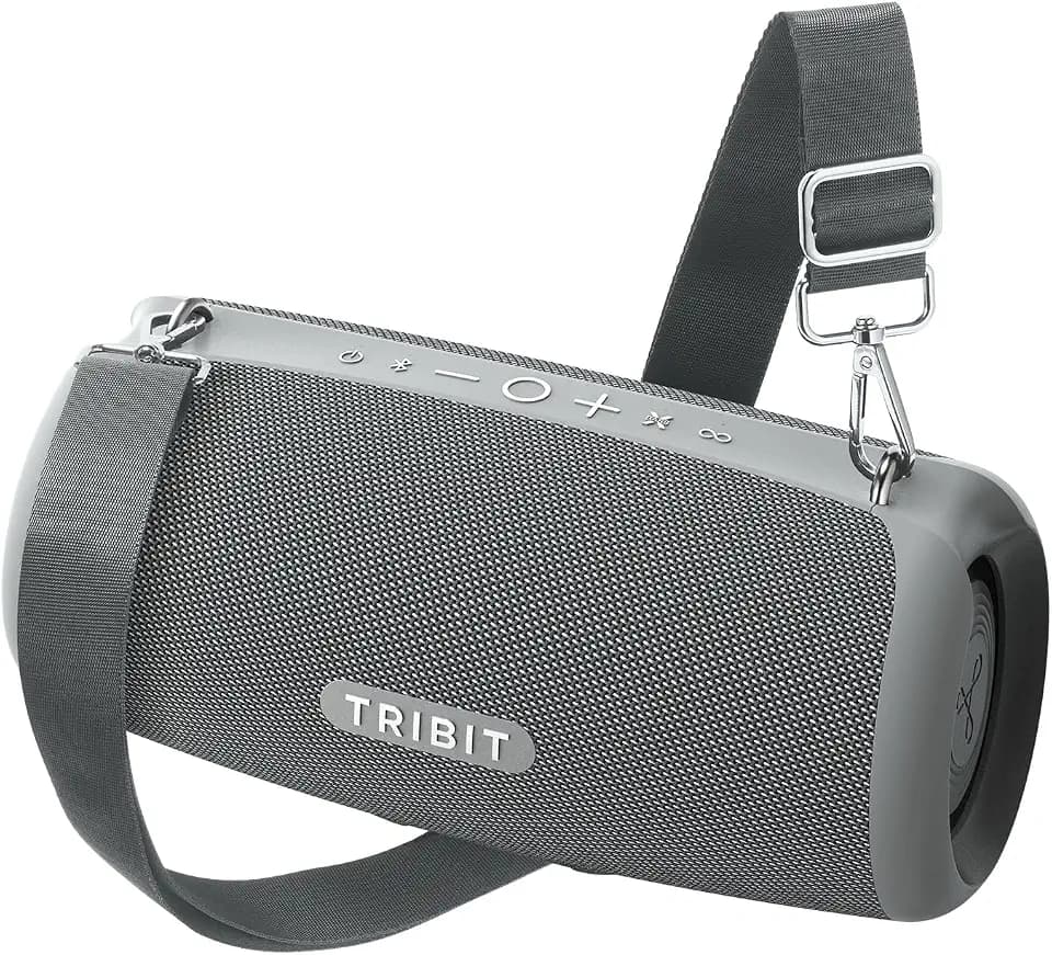 Tribit StormBox Lava Bluetooth Lautsprecher Groß, 80W Outdoor Lautsprecher - 24 Std., IP67 Wasserdicht, Bluetooth 5.4, EQ, Bass, eingebautes Mikrofon, TWS, Musikbox für Camping, Strand, Party, Grau