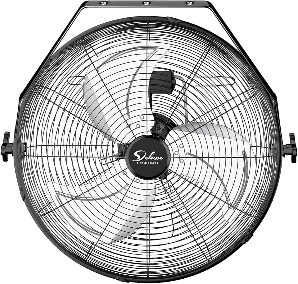 Simple Deluxe 18 Inch Industrial Wall Mount Fan, 4200 CFM 3 Speed Commercial Ventilation Metal Fan for Warehouse, Greenhouse, Workshop, Patio, Factory and Basement - High Velocity
