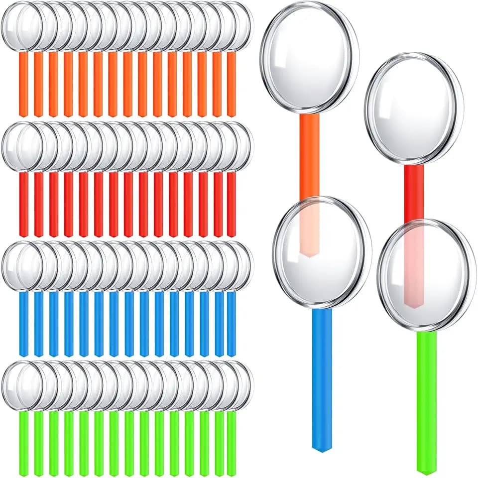 Kingdder 100 Pcs 10x Magnifying Glasses Bulk Handheld Magnifiers, Colorful