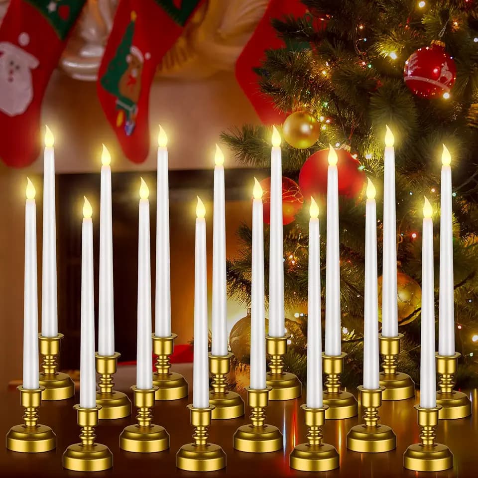 Fumete 16 Pcs Flameless Candles with Gold Base