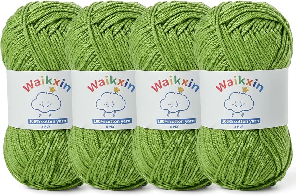 Cotton Yarn for Crocheting - 524.9yds / 7.05oz Baby Yarn for Crocheting Soft - 100% Milk Cotton Yarn 5 Ply Crochet Amigurumi Yarn for Crafts&Puzzle/Socks/Hats(4 Grass Green)