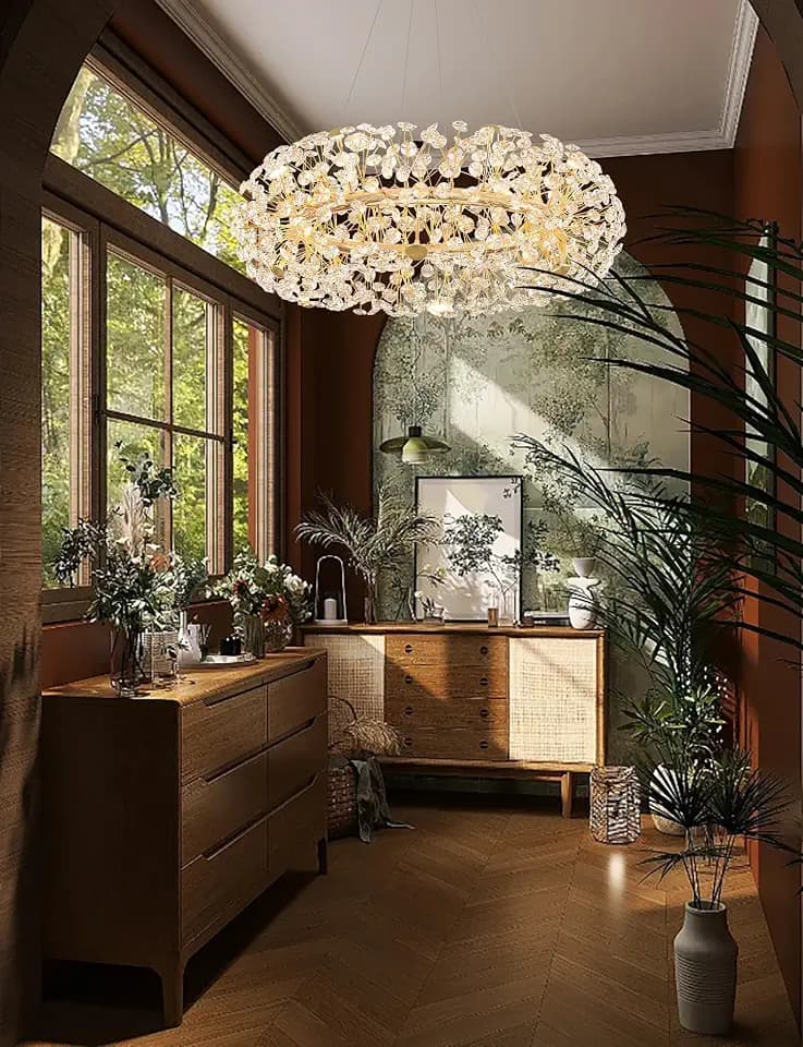 ykolupty Gold Sputnik Chandelier, 12-Light Mid-Century Modern Chandelier Light Fixture for Foyer, Dining Room, Firework Chandelier for Bedroom, Hallway, Entryway 32 inch Dimmable 2700K-6000K