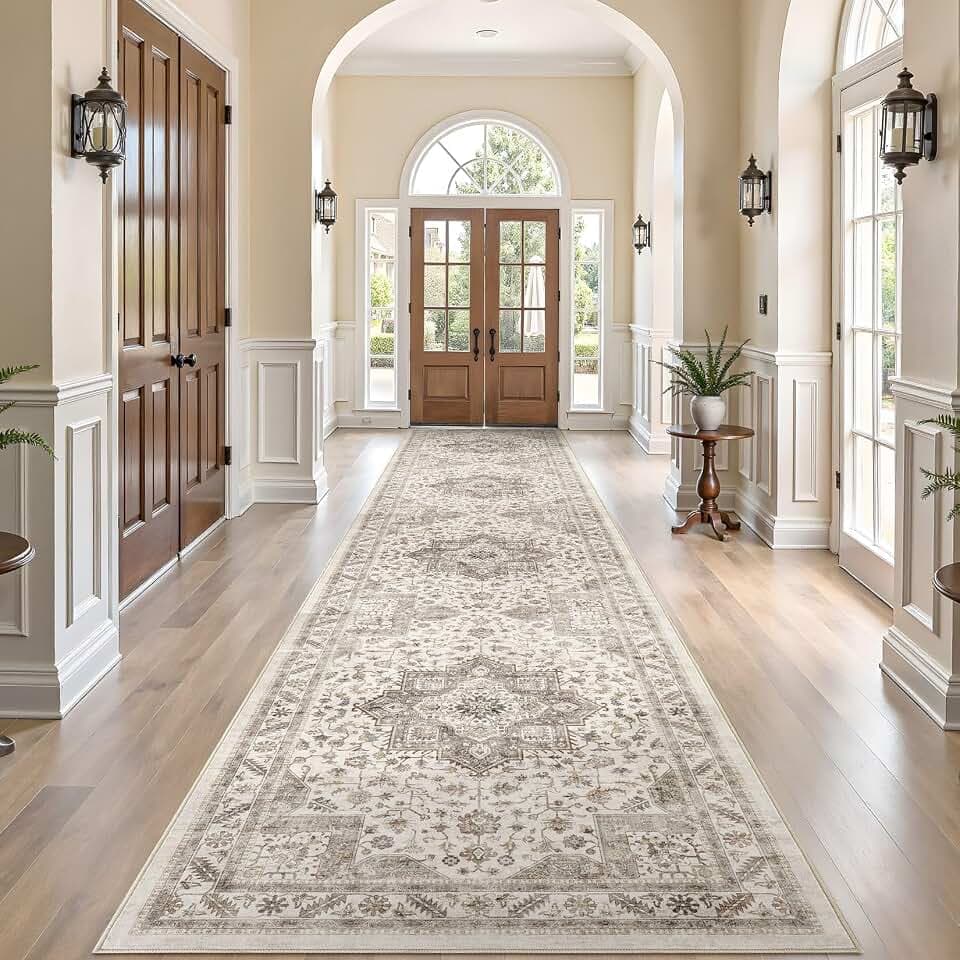 cotiled 3x12 Hallway Runner Rug for Entryway, Non-Slip Vintage, Light Brown