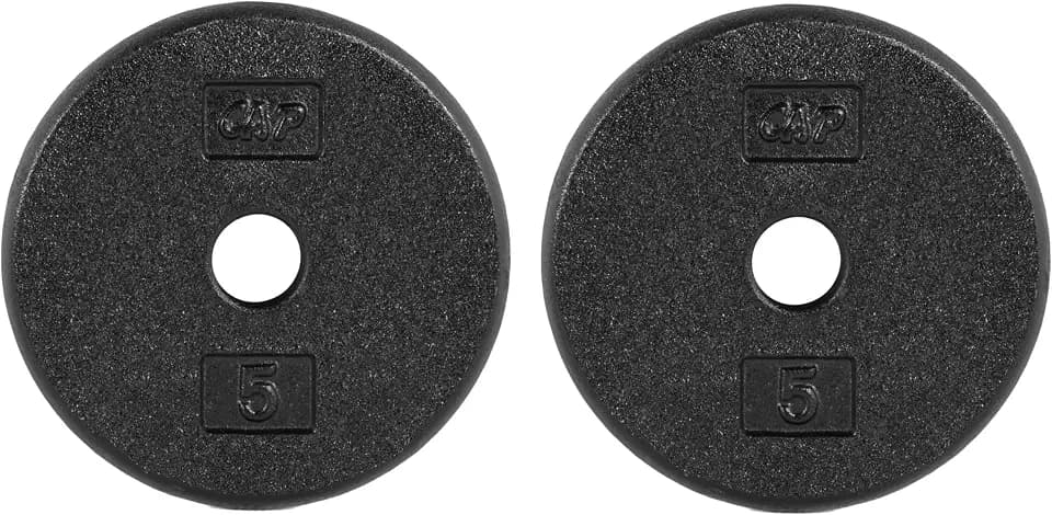 CAP Barbell Standard 1-Inch Cast Iron Weight Plates - Singles & Sets | 1.25-50 lbs | Multiple Options
