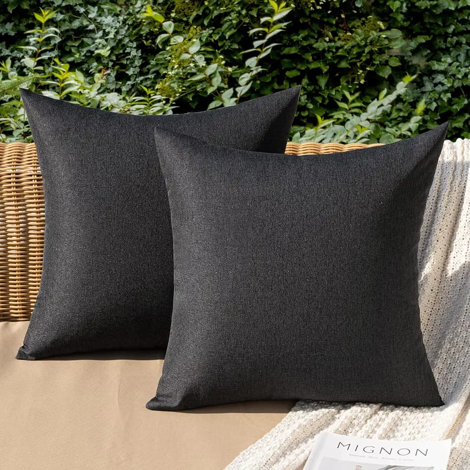 MIULEE Decorative Outdoor Pillow Covers Waterproof 16x16 Black