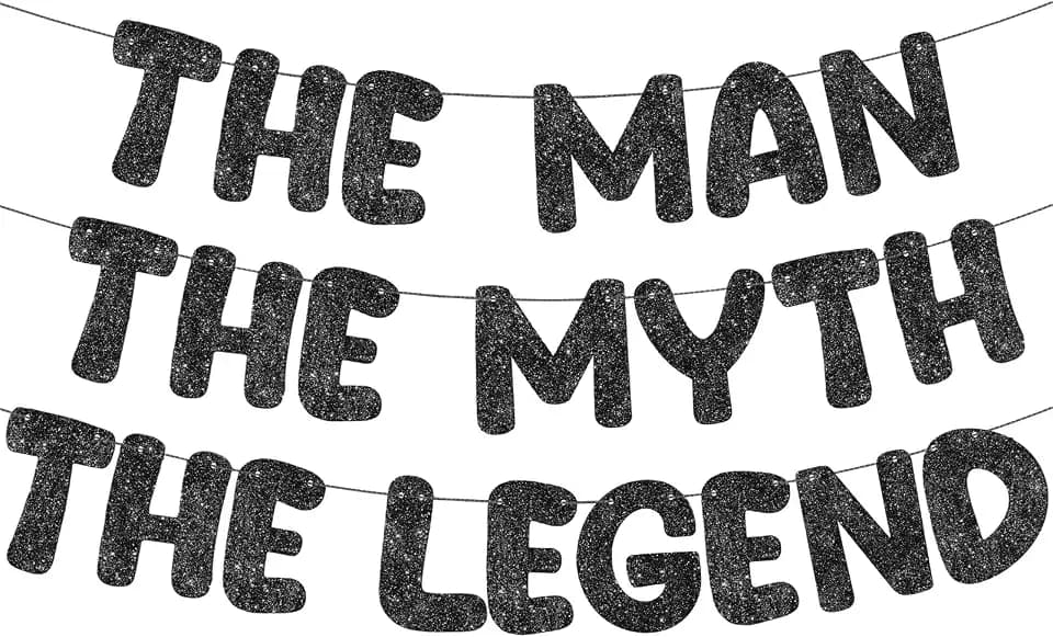 FuWeave The Man The Myth The Legend Birthday Banner, Black