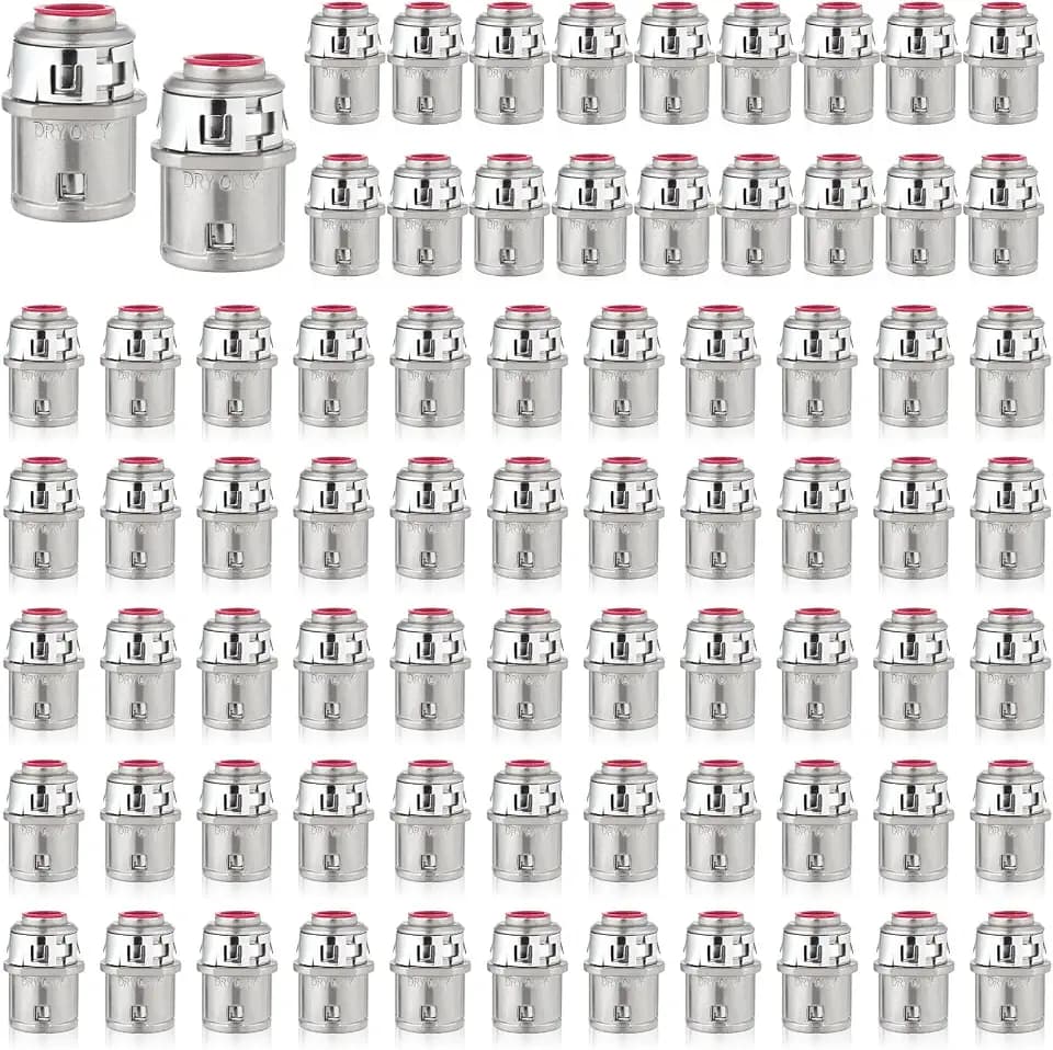 70 Pcs Snap-In Mc Connectors, 3/8" Metal Cable Connectors
