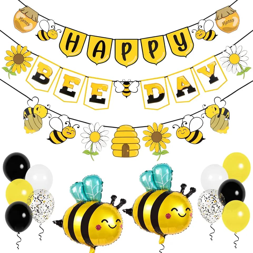 Pirese Bee Birthday Decorations, Bumble Bee Party Decorations, Banner Kit