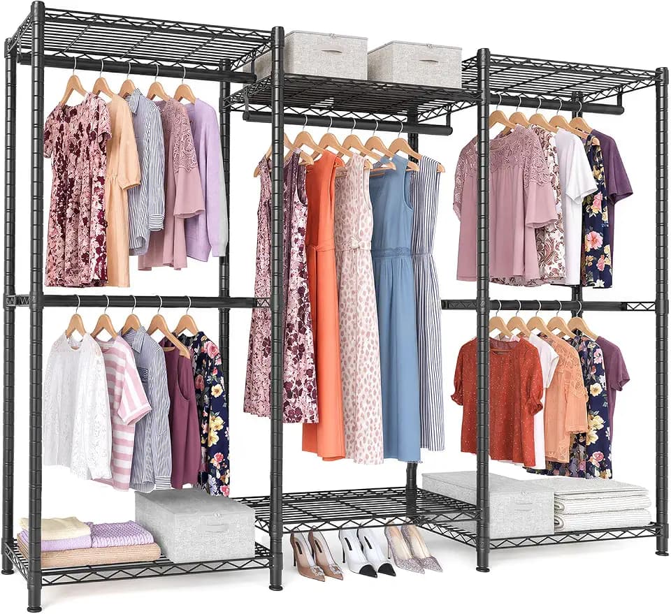 SONGMICS Closet Organizers and Storage, Clothes Rack with Shelves