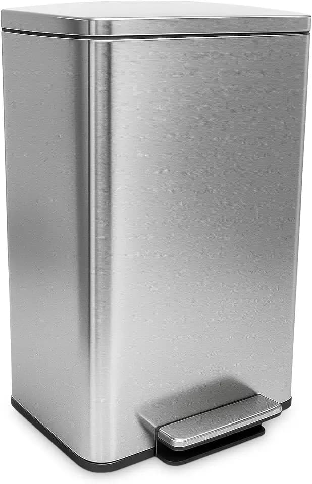 SIMPLI-Magic 13.2 Gallon/50 Liter, Kitchen Trash Can, Stainless Steel, Step-On Garbage Bin with Removable Inner Bucket for Kitchen, Office, and Bedroom