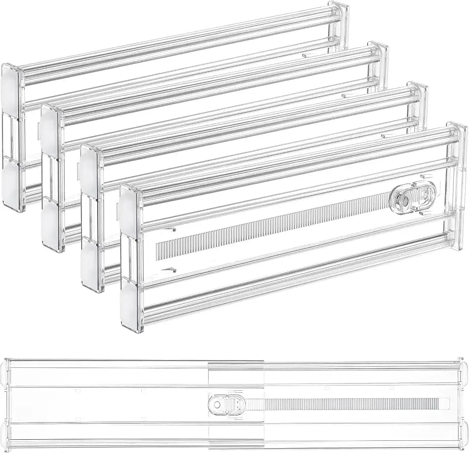 Vtopmart 4" Regular Upgrade Drawer Dividers for Clothes, 12.8"-22.3" 4 Pack