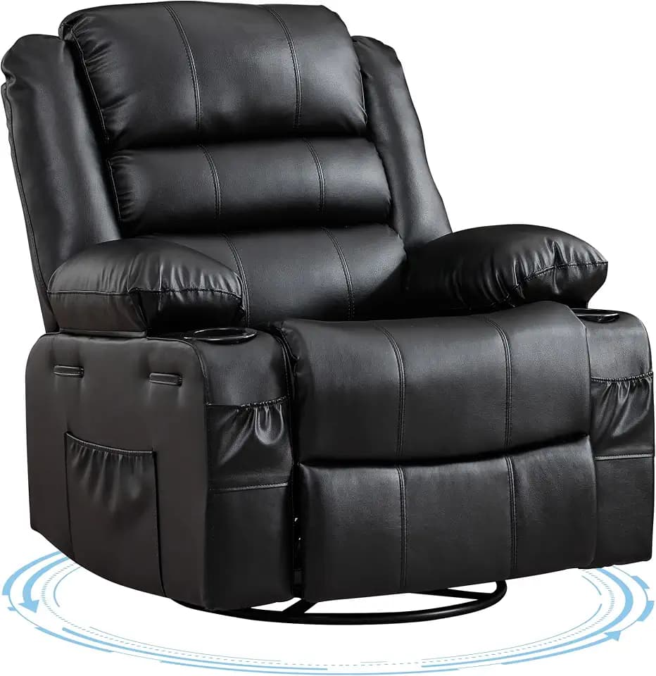 Garvee Rocking Recliner Chair for Adults Wide 360° Swivel Rocker Recliner