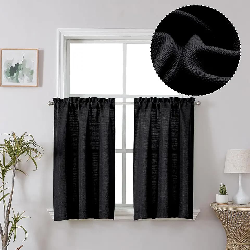 Chyhomenyc 2 Panels Black Cafe Curtains 36 Inch Length