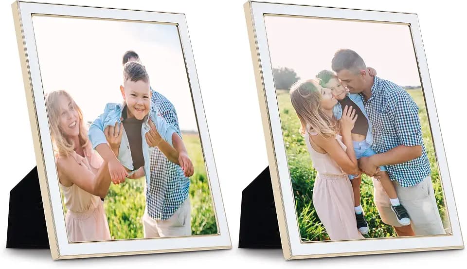 Sheffield Home Tabletop Picture Frame – Iron Enamel Decorative Display Frame for Home or Office, 5x7 Inch, White