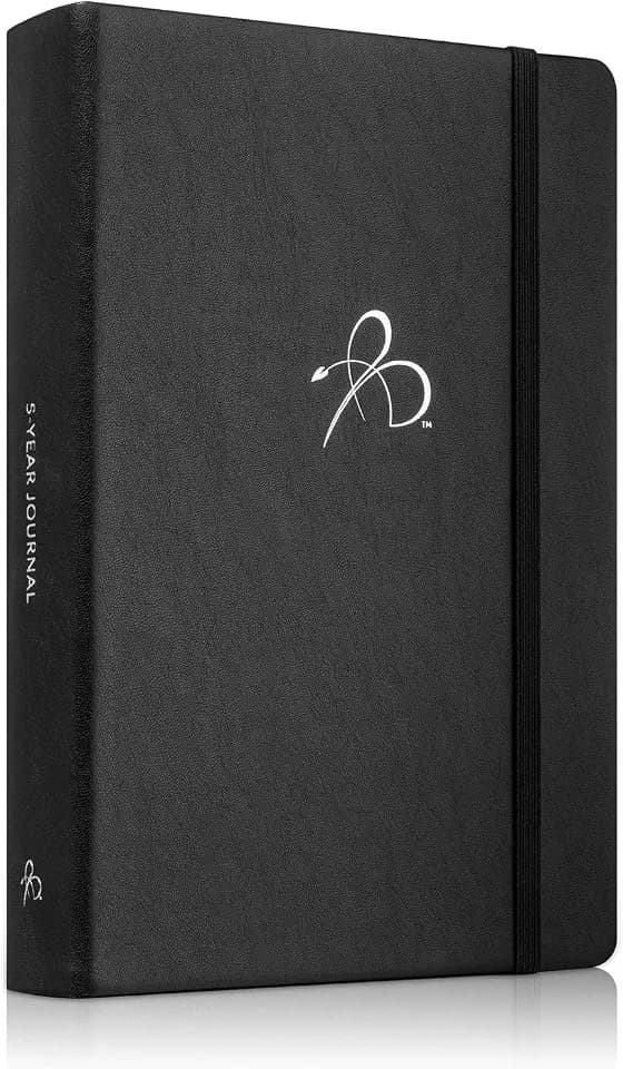 Bright Line Eating 5 Year Journal - Vegan Leather Journal w/Daily Entries – Black Memory Book Journal for Women & Men – 5 Year Journal for Tracking Memories, Ideas, Devotions & Progress