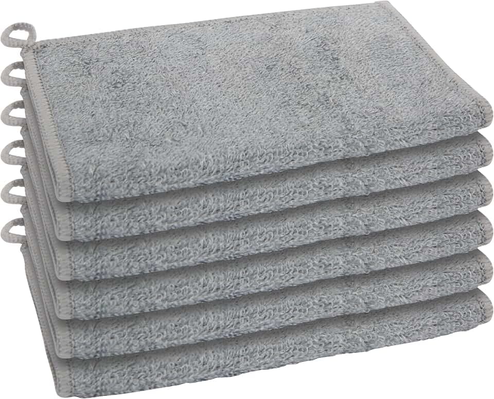 Oggi Bambou Odor-Free Kitchen Dish Cloths - Natural Kitchen Washcloths, 91% Bamboo-Derived Rayon Cellulose Fiber, Reusable, Absorbent, Hygienic, Fast Dry, Durable, Non-Scratch, Lint-Free - 6 pcs, 7x9