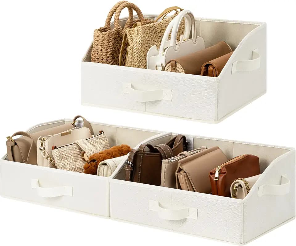GRANNY SAYS Trapezoid Closet Storage Bins, Medium, Pearl White, 3-Pack