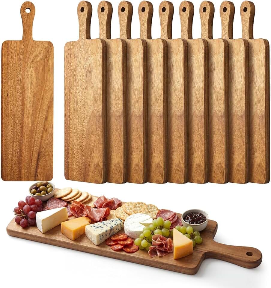 Nuenen 10 Pcs Cutting Boards with Handle,16.1 x 4.7 Inch,Acacia