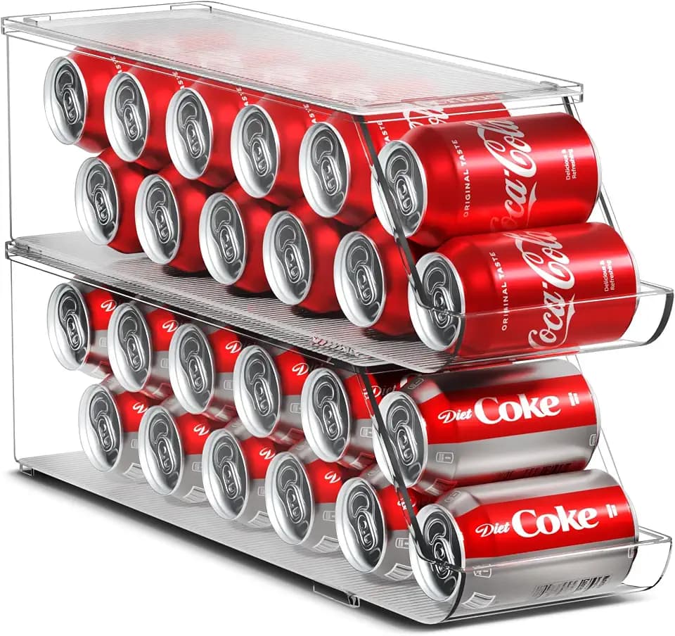 Sorbus Soda Can Organizer for Fridge & Freezer, Stackable with Lid (2 Pack)