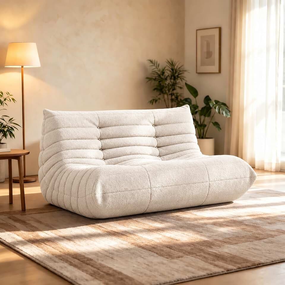 YVDNHP Bean Bag Chair for Adults, Oversized Fireside Chair Loveseat Beige