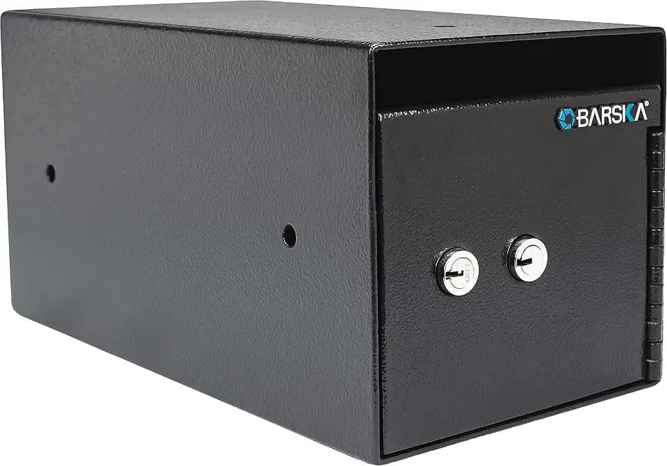 Barska Key Lock Depository Drop Safe – Steel Lock Box with Drop Slot, Anti-Fishing Baffle, for Cash, Receipts, Keys & Valuables – Ideal for Business & Office Use