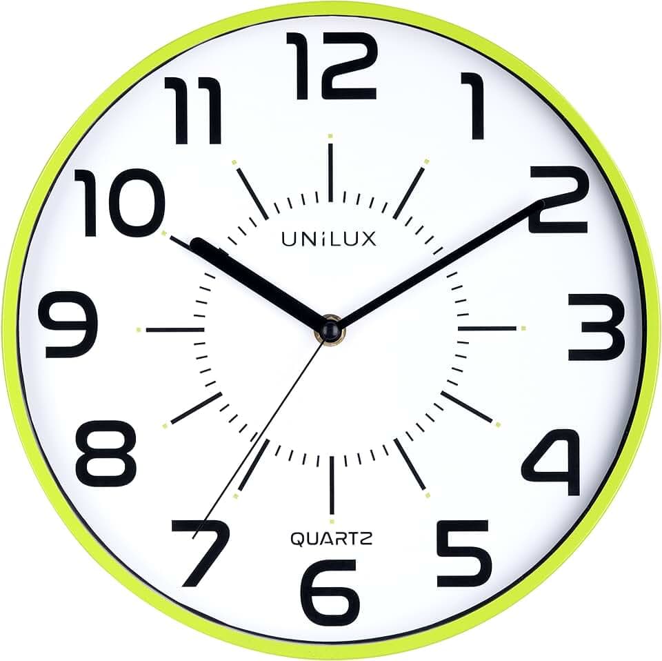Unilux Wanduhr pop 28,5cm in grün, großes Ziffernblatt, ohne Ticken