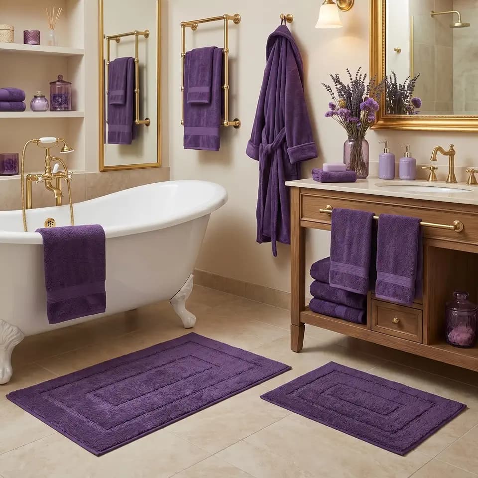 GRANNY SAYS Purple Bathroom Rugs Set 2 Piece, Soft Microfiber Bath Mats