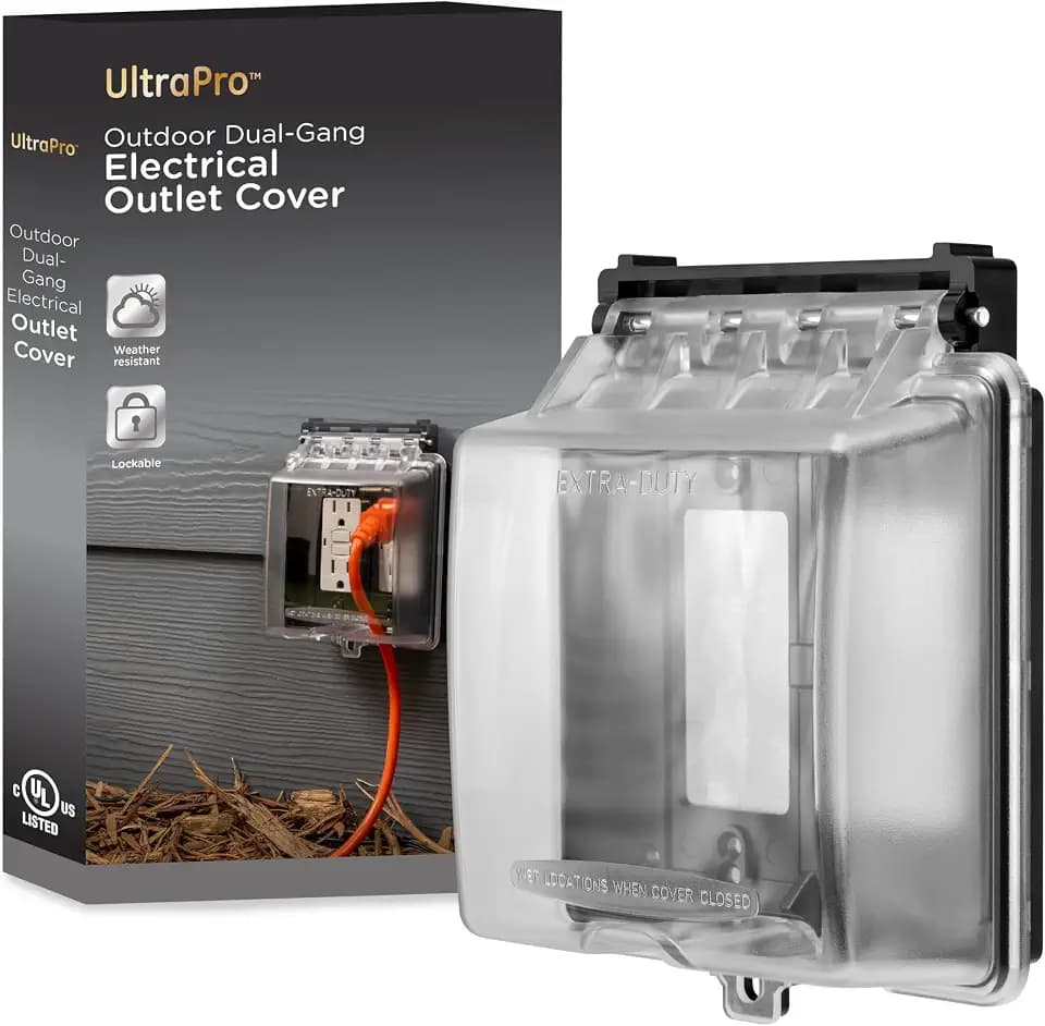 UltraPro Outdoor Electrical Outlet Cover, Dual Gang Outdoor Outlet Cover Weatherproof Enclosure, Rated for Wet Locations, Outdoor Electrical Box Waterproof Plug Covers, Black, 82614-T1