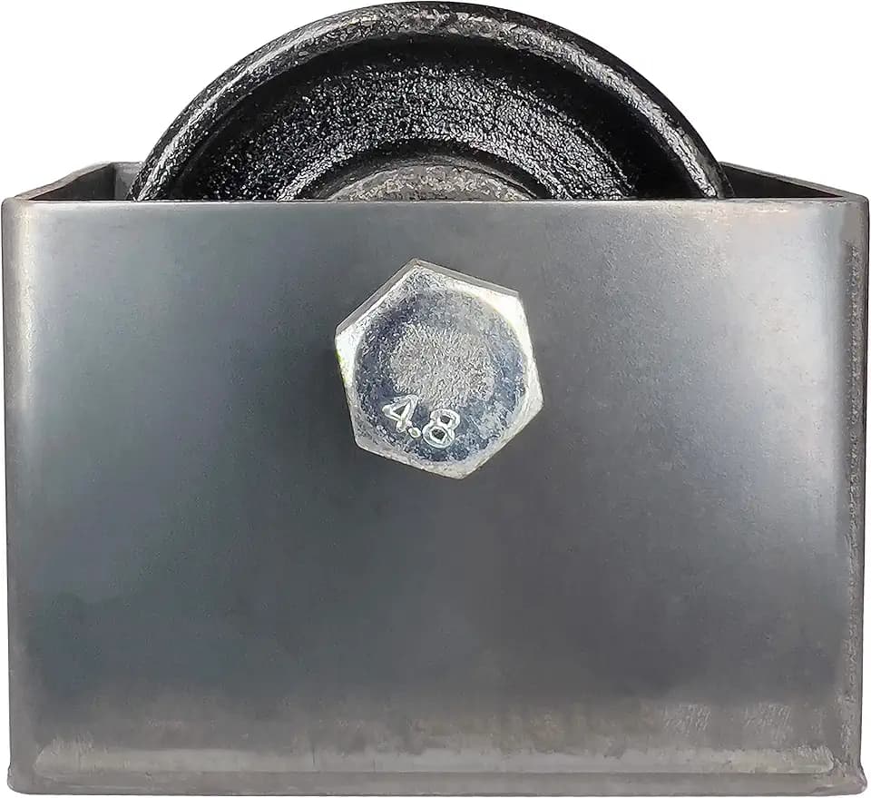 3' V-Groove Casting Gate Wheels (Cast Iron Steel) - Sliding Gate Rollers with Detachable Bolt Box (3' Wheel + Box)