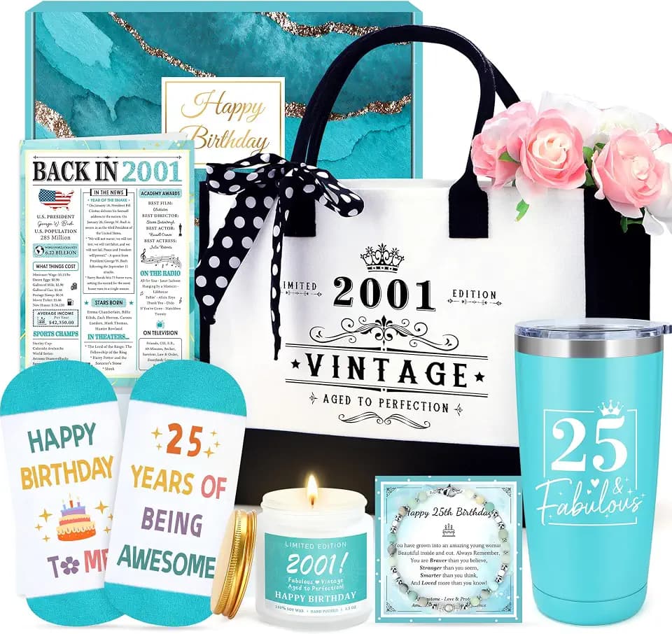 25th Birthday Gifts for Women Unique Gift for 25 Year Old Woman Cool 25 Years Old Birthday Gifts for Her Funny Gift Ideas for 25 Year Olds Female Happy 25th Bday Decorations for Young Women Daughter