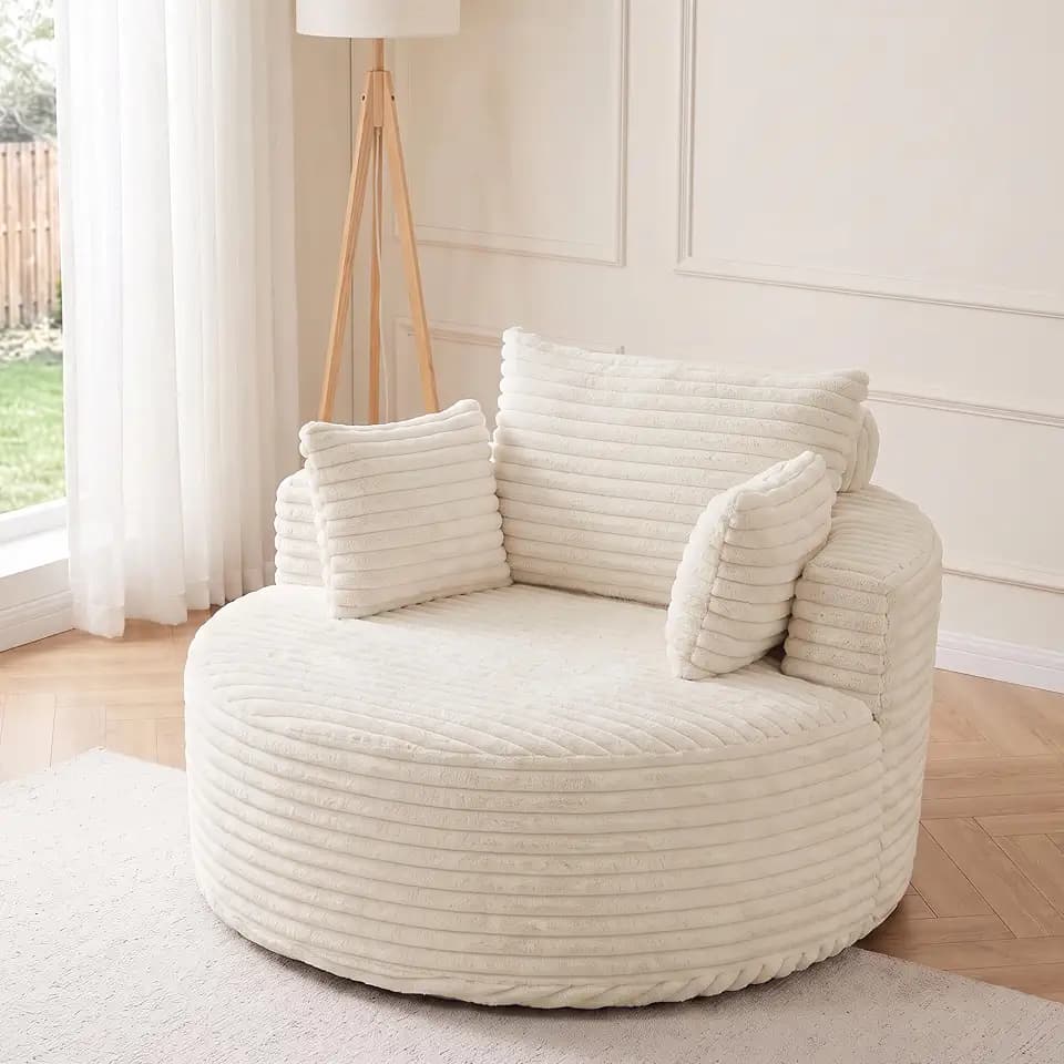 NicBex 50” Oversized Large Lounge Chair Indoor with 3 Pillows, Beige