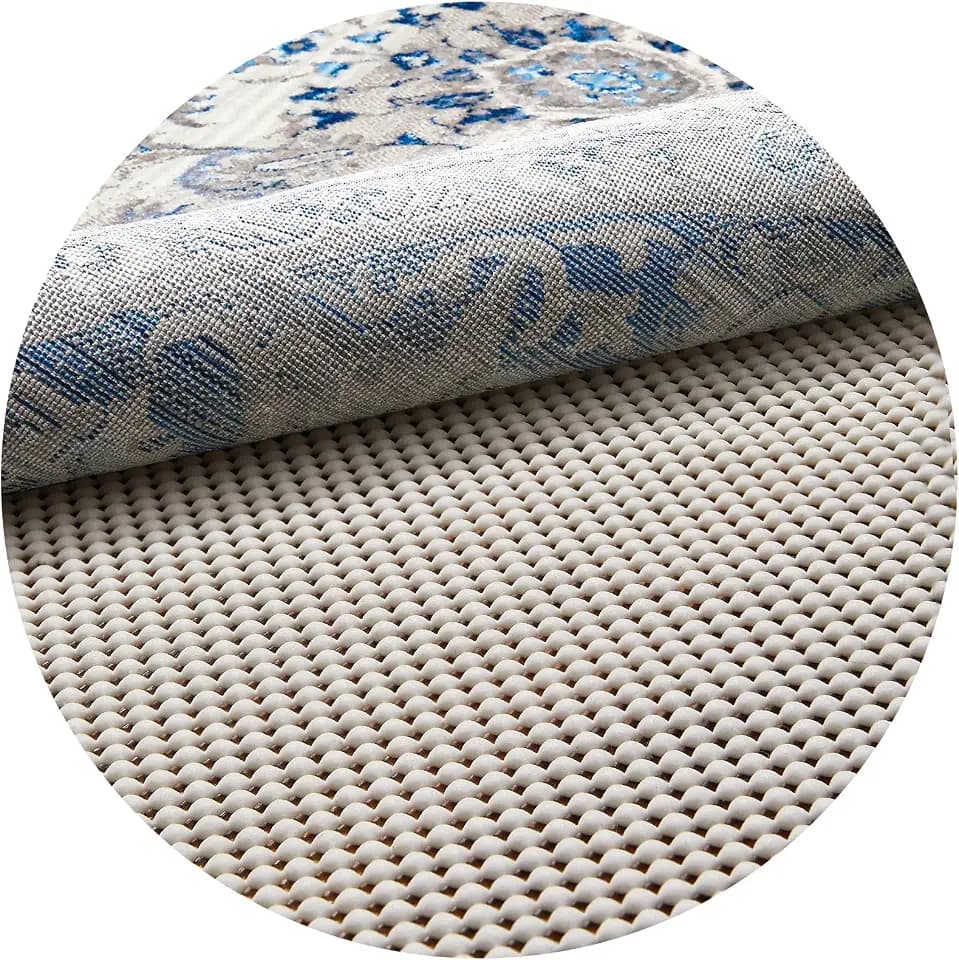 Veken 8 Ft Round Rug Pad Gripper for Hardwood Floors, Non Slip Circle Rug Pads for Area Rugs, Thick Rug Grippers for Tile Floors, Under Carpet Mat, with More Than 99 Pieces Anti-Slip Square Pattern