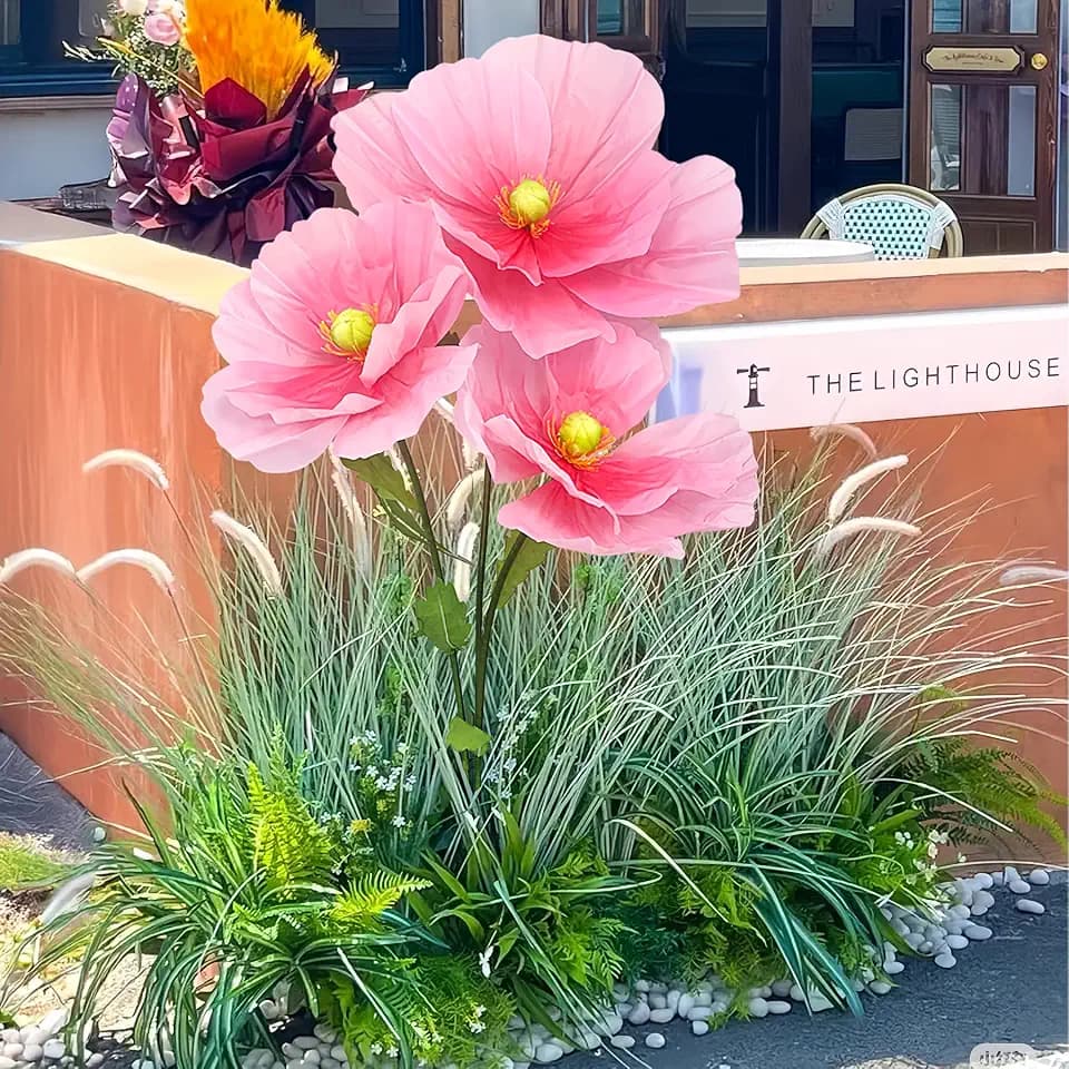 Giant Life Size Artificial Flowers with Stand, Extra Large Paper Flowers for Wedding Backdrop, Commercial Display, Photo Booth, Christmas & Festival Decor