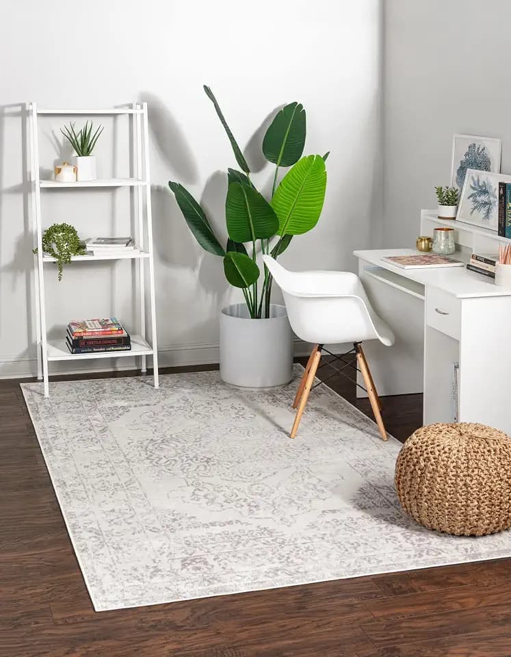 Unique Loom Oxford Collection Area Rug - Bodleian (3' x 5' 3" Rectangle, Ivory/ Gray)