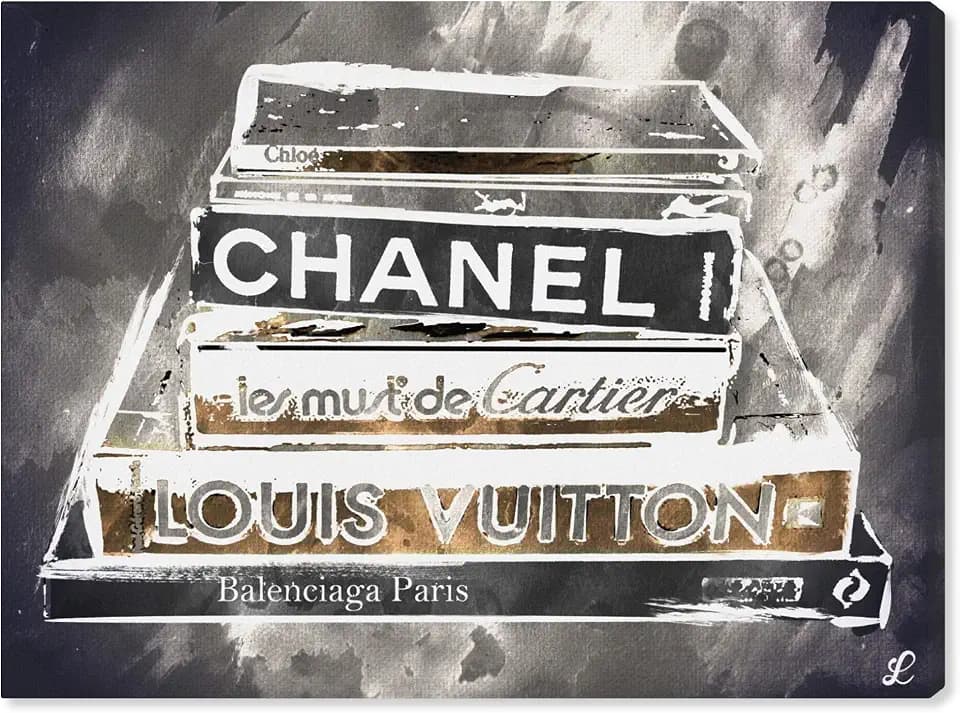 Fashion and Glam Wall Art Canvas Prints 'Lectures Grey'