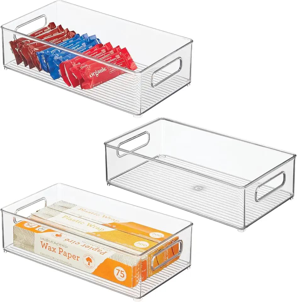 iDesign Stackable Fridge Bin, Clear, Set of 3