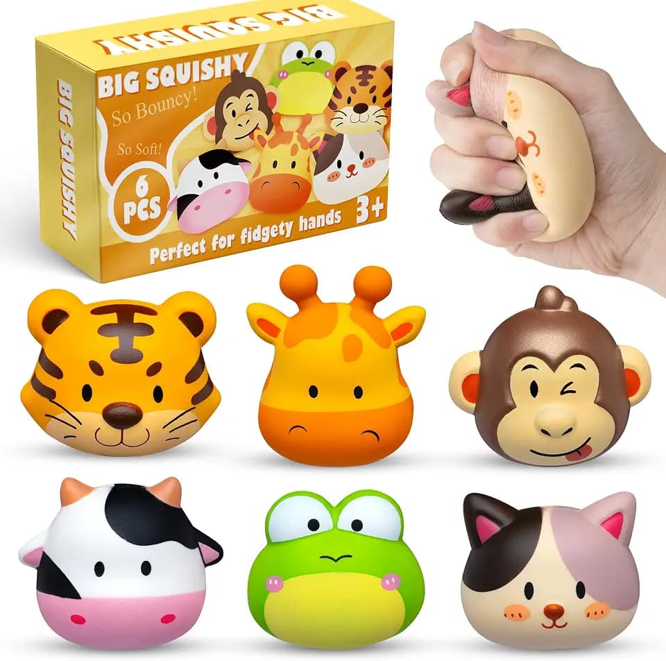 DMIGHT 6PCS Large Animal Squishy Toys, Cute Stress Relief Toys for Kids