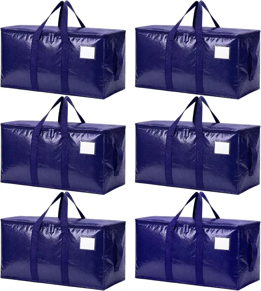 Songrey Extra Large Heavy Duty Moving Bags, 6 Pack, Dark Blue