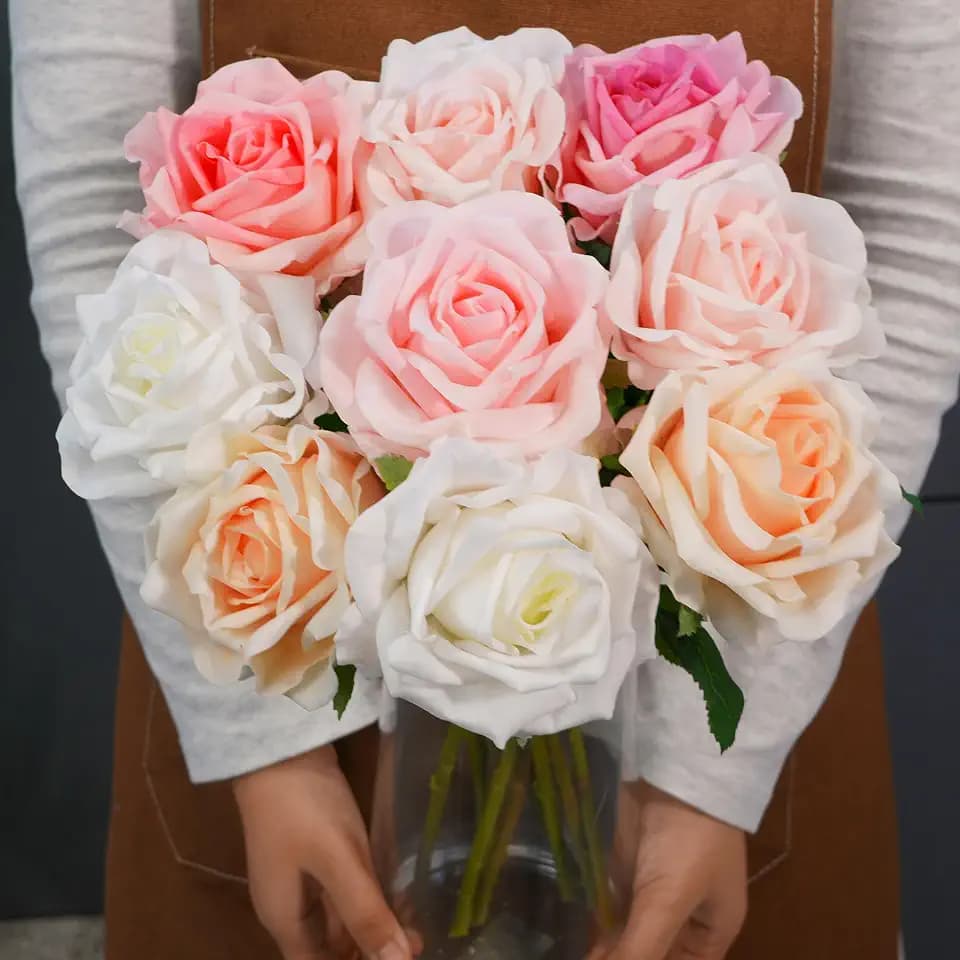 Real Touch Roses,Roses Artificial Flowers Home Room Decoration