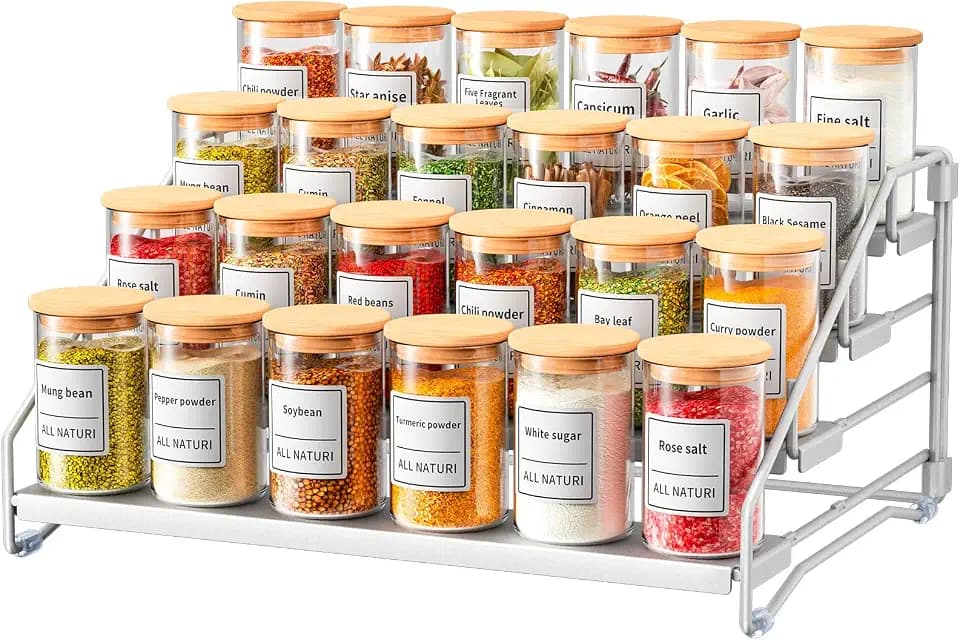 Spice Rack Organizer for Cabinet, Depth Adjustable 4 Tier Spice Rack,1 Pack