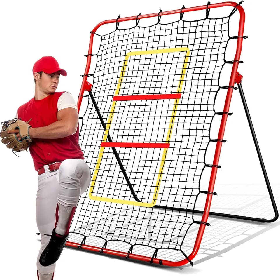 Baseball Rebounders + Pitchback Net,Adjustable 5 Angle Pitch Return Trainer