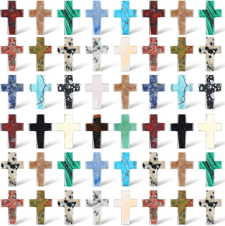 Nuenen 50 Pcs Pocket Worry Cross Stone Halloween Crystal, Small, Classic