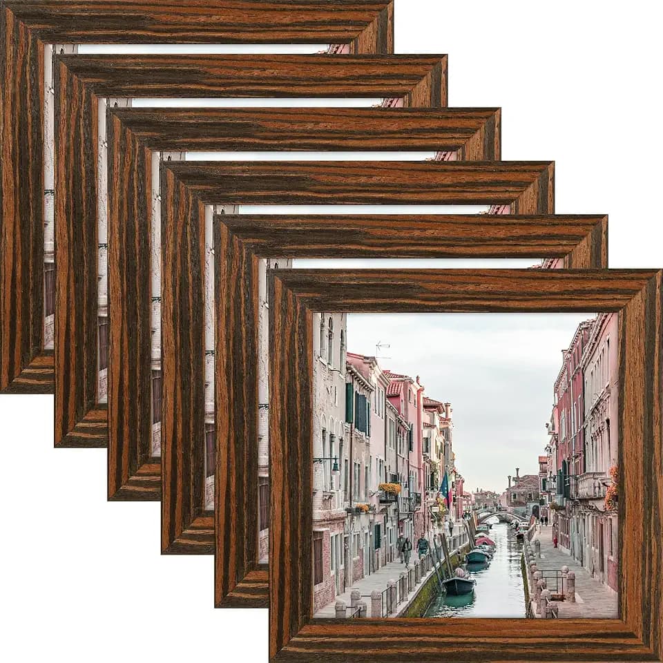 WUTL 5x5 Picture Frames Solid Wood Square Photo Frame Ebony 6 Pack