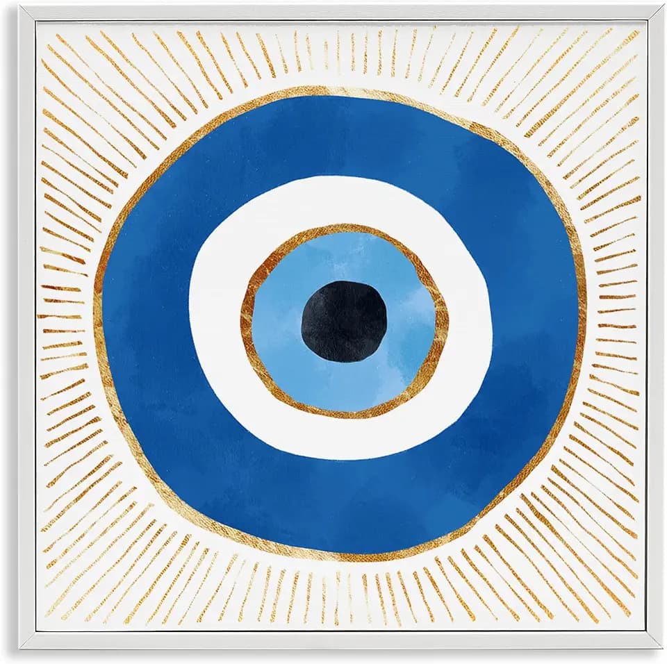 Evil Eye Striped Rays Abstract, 17 x 17 Inch Framed Giclée Print
