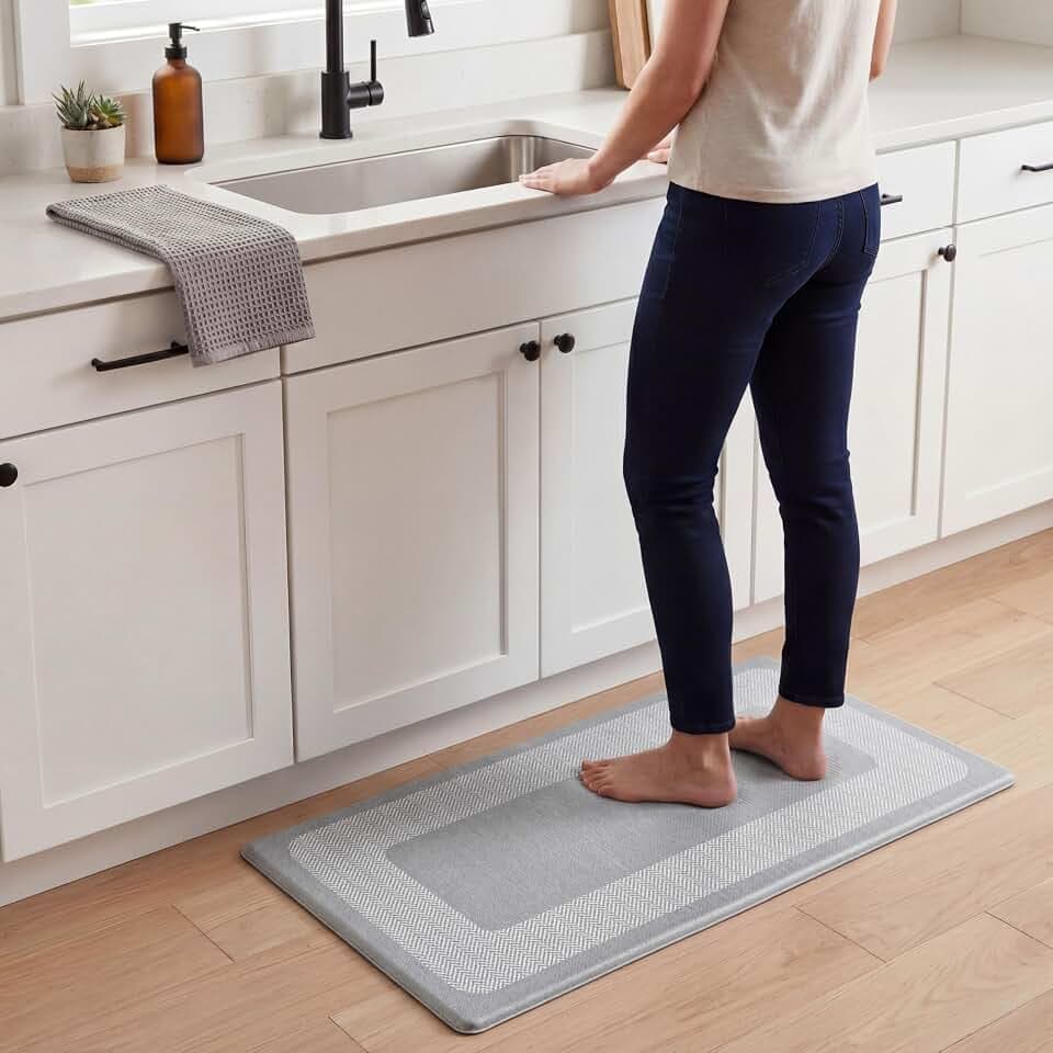 Chef Gear Hettie Anti Fatigue Cushioned Kitchen Mat 18"x32" Grey