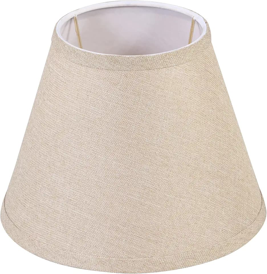 Aspen Creative 56028, Empire Uno Lamp Shade in Medium Brown Burlap Textured Fabric, 5" Top x 9" Bottom x 7" Slant Height, Slip UNO 33mm