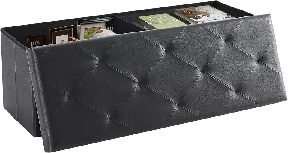 DUMOS 43 Inch Folding Storage Ottoman Bench, Large Ottoman with Storage