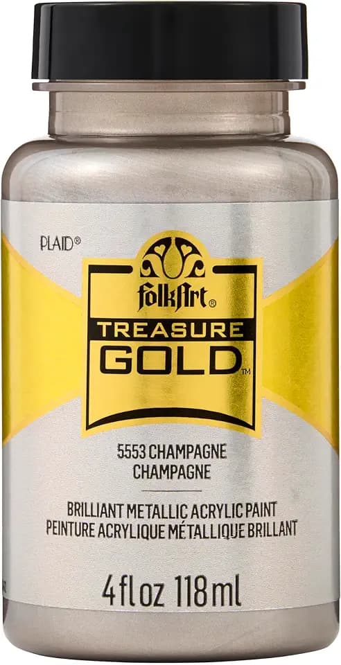 FolkArt Treasure Gold Acrylic Craft Paint, Champagne 4 fl oz Premium Metallic Finish Paint, Perfect for Easy to Apply DIY Arts and Crafts, 5553